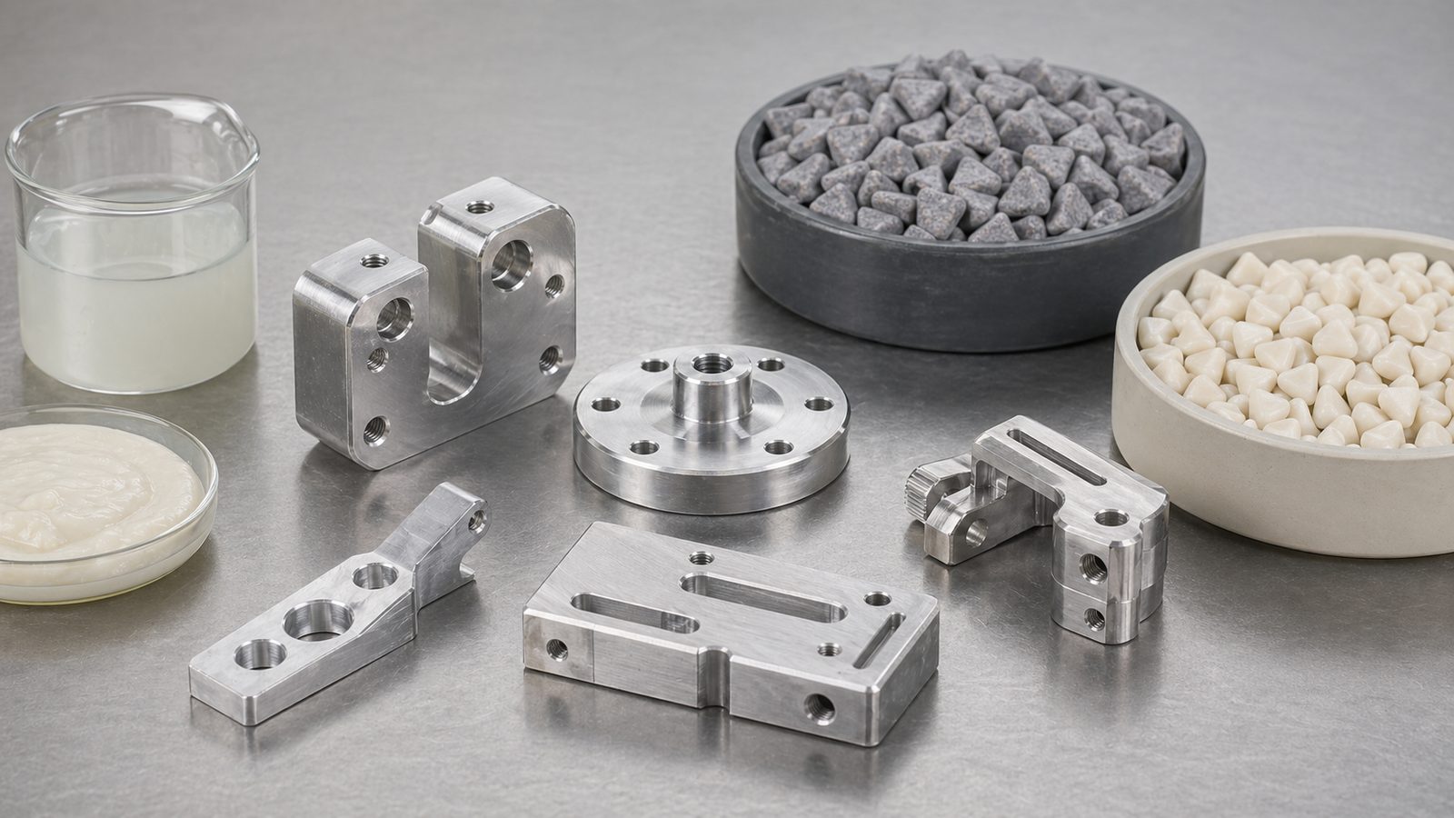 CNC aluminum parts with tumbling media and finishing compound for controlled deburring